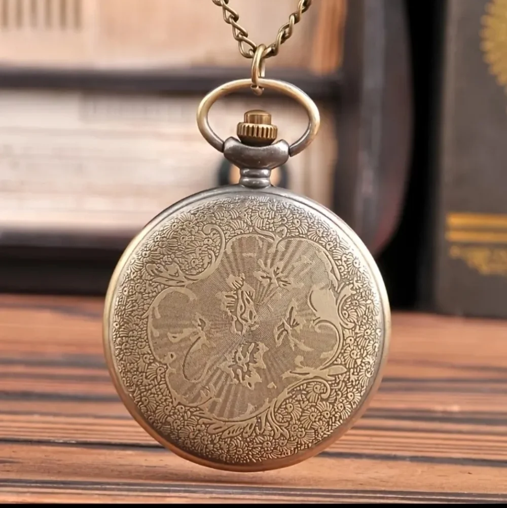 New mens veteran military pocket watch bronze with chain necklace